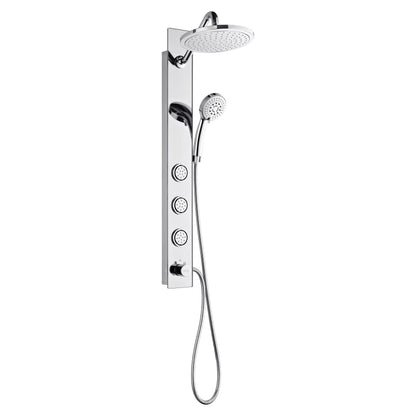 Forno Acqua AcquaSPA Shower Panel with SensoTEMP, Mirrored Stainless Steel Finish, Overhead Rainfall Shower, Handheld Shower Head, Body Jets, FORNO ACQUA