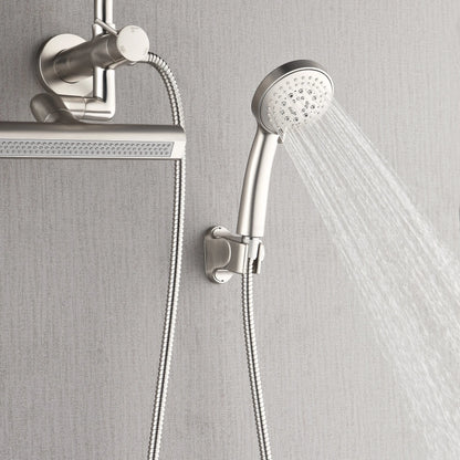 Forno Acqua AcquaFALL Mini Shower Head, Brushed Nickel Finish, Overhead Rainfall Shower, 7 Way Diverter, Handheld Shower Head, Body Jets, FORNO ACQUA