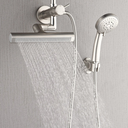 Forno Acqua AcquaFALL Mini Shower Head, Brushed Nickel Finish, Overhead Rainfall Shower, 7 Way Diverter, Handheld Shower Head, Body Jets, FORNO ACQUA
