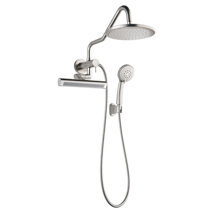 Forno Acqua AcquaFALL Mini Shower Head, Brushed Nickel Finish, Overhead Rainfall Shower, 7 Way Diverter, Handheld Shower Head, Body Jets, FORNO ACQUA