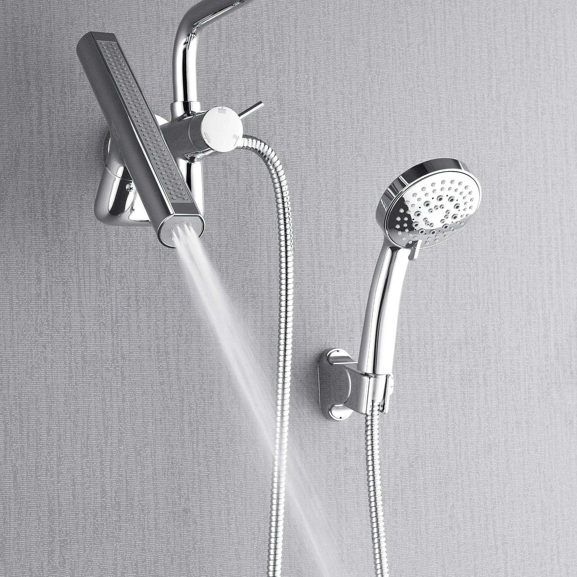 Forno Acqua AcquaFALL Mini Shower Head, Polished Stainless Steel Finish, Overhead Rainfall Shower, 7 Way Diverter, Handheld Shower Head, Body Jets, FORNO ACQUA