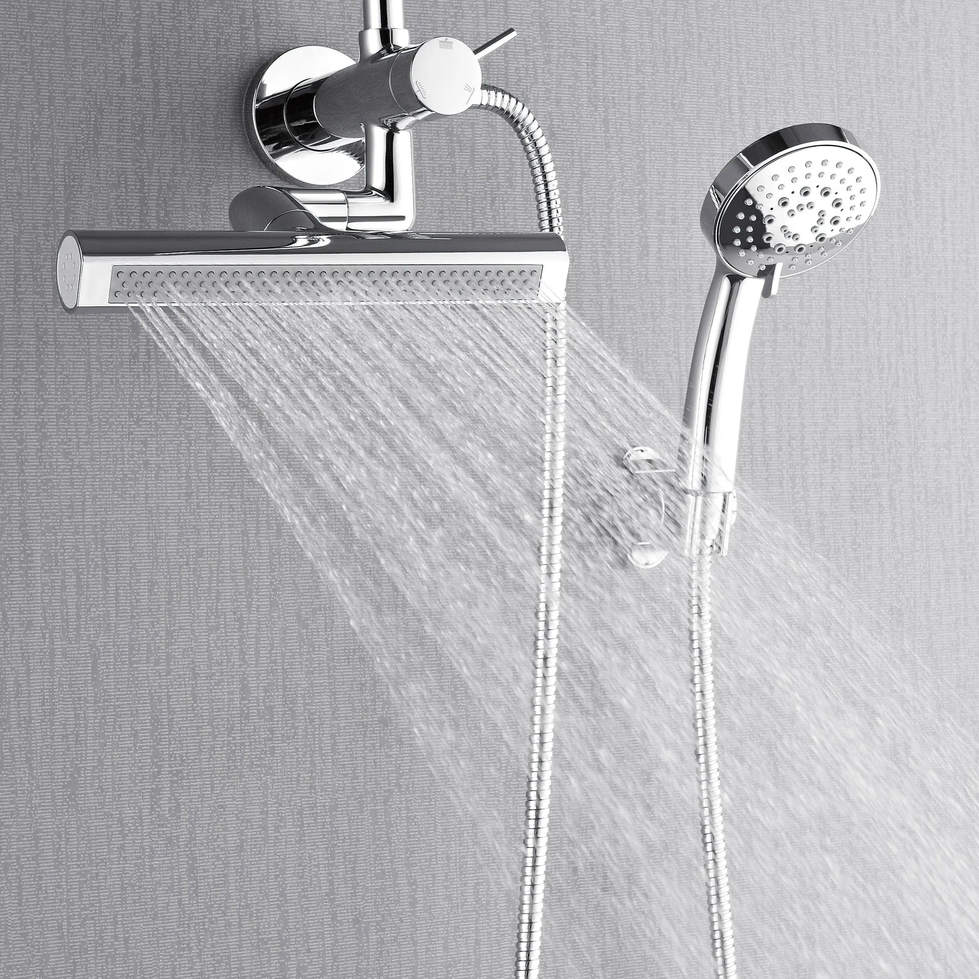 Forno Acqua AcquaFALL Mini Shower Head, Polished Stainless Steel Finish, Overhead Rainfall Shower, 7 Way Diverter, Handheld Shower Head, Body Jets, FORNO ACQUA