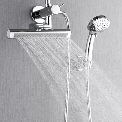 Forno Acqua AcquaFALL Mini Shower Head, Polished Stainless Steel Finish, Overhead Rainfall Shower, 7 Way Diverter, Handheld Shower Head, Body Jets, FORNO ACQUA