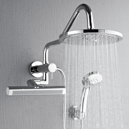 Forno Acqua AcquaFALL Mini Shower Head, Polished Stainless Steel Finish, Overhead Rainfall Shower, 7 Way Diverter, Handheld Shower Head, Body Jets, 2.5 GPM Flow Rate FORNO
