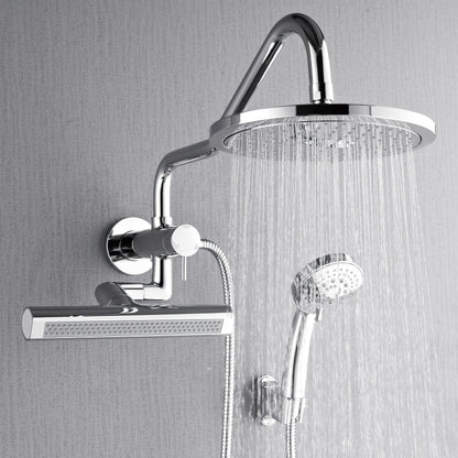 Forno Acqua AcquaFALL Mini Shower Head, Polished Stainless Steel Finish, Overhead Rainfall Shower, 7 Way Diverter, Handheld Shower Head, Body Jets, FORNO ACQUA