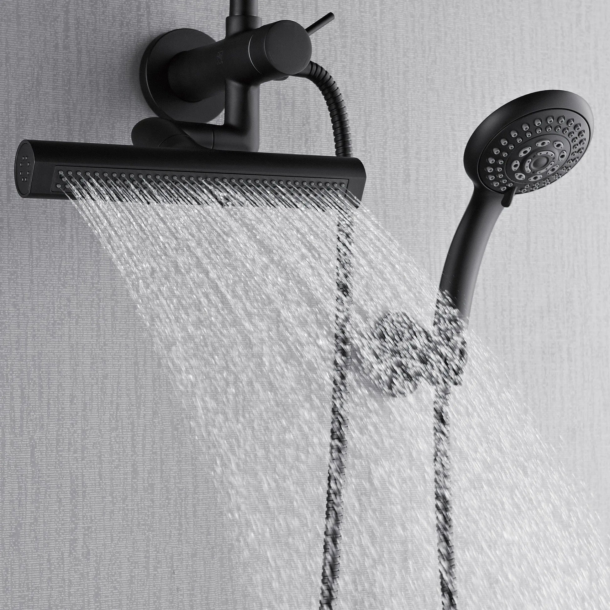 Forno Acqua AcquaFALL Mini 8 Inch Shower Head, Matte Black Finish, Overhead Rainfall Shower, Handheld Shower Head, Body Jets, 2.5 GPM Flow Rate FORNO ACQUA