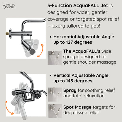 Forno Acqua AcquaFALL Mini 8 Inch Shower Head, Brushed Nickel Finish, Overhead Rainfall Shower, Handheld Shower Head, Body Jets, 1.8 GPM Flow Rate FORNO ACQUA