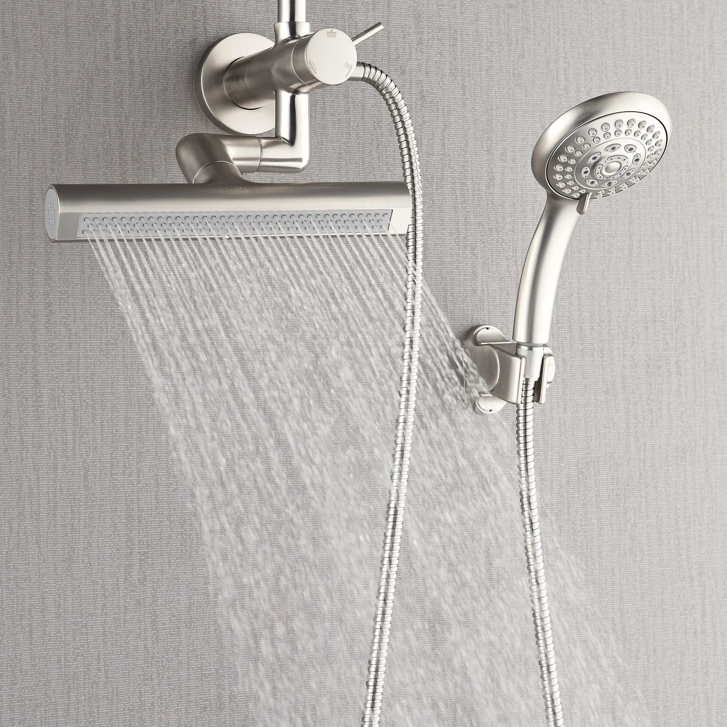 Forno Acqua AcquaFALL Mini 8 Inch Shower Head, Brushed Nickel Finish, Overhead Rainfall Shower, Handheld Shower Head, Body Jets, 1.8 GPM Flow Rate FORNO ACQUA