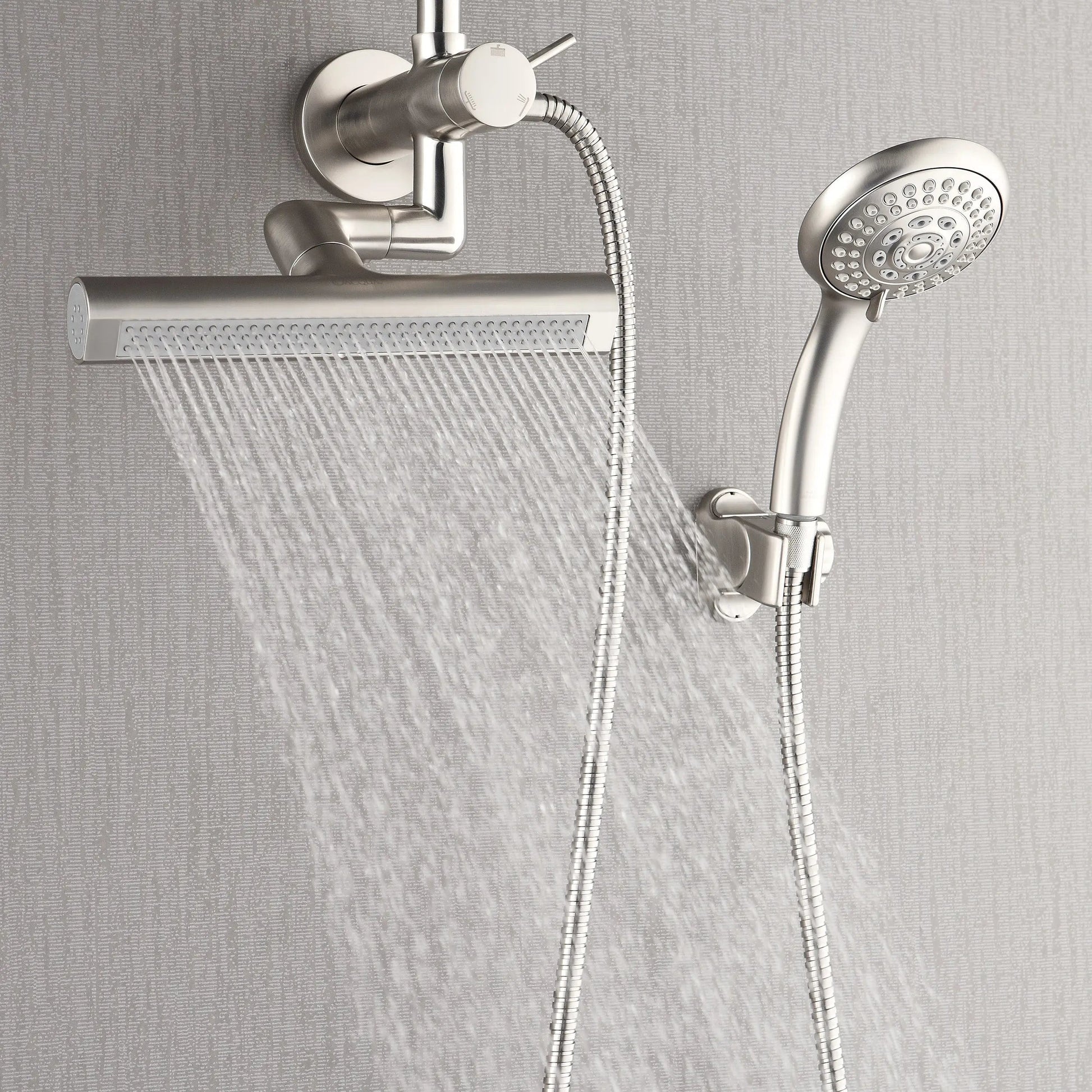 Forno Acqua AcquaFALL Mini 8 Inch Shower Head, Brushed Nickel Finish, Overhead Rainfall Shower, Handheld Shower Head, Body Jets, 1.8 GPM Flow Rate FORNO ACQUA