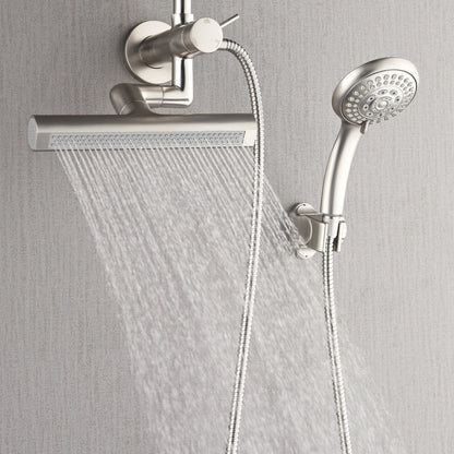 Forno Acqua AcquaFALL Mini 8 Inch Shower Head, Brushed Nickel Finish, Overhead Rainfall Shower, Handheld Shower Head, Body Jets, 1.8 GPM Flow Rate FORNO ACQUA