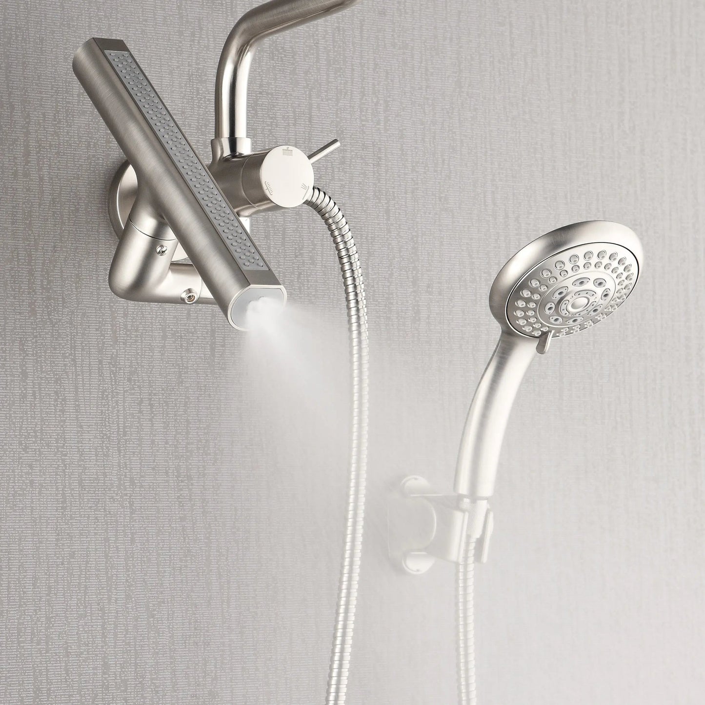 Forno Acqua AcquaFALL Mini 8 Inch Shower Head, Brushed Nickel Finish, Overhead Rainfall Shower, Handheld Shower Head, Body Jets, 1.8 GPM Flow Rate FORNO ACQUA