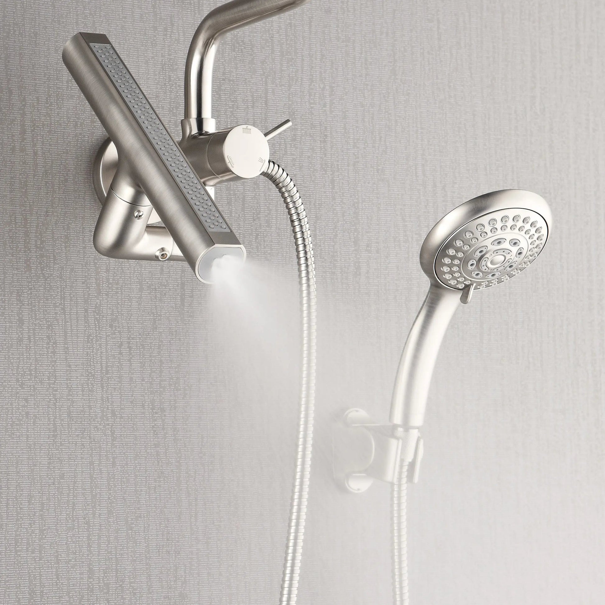 Forno Acqua AcquaFALL Mini 8 Inch Shower Head, Brushed Nickel Finish, Overhead Rainfall Shower, Handheld Shower Head, Body Jets, 1.8 GPM Flow Rate FORNO ACQUA