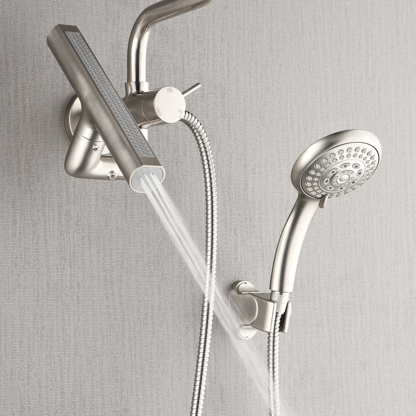 Forno Acqua AcquaFALL Mini 8 Inch Shower Head, Brushed Nickel Finish, Overhead Rainfall Shower, Handheld Shower Head, Body Jets, 1.8 GPM Flow Rate FORNO ACQUA