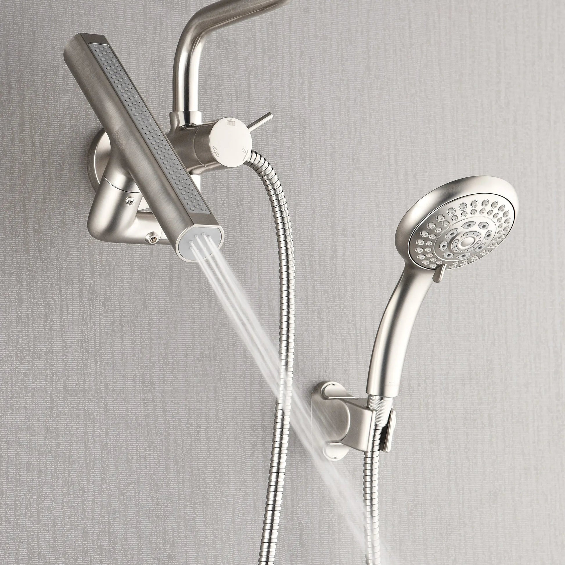 Forno Acqua AcquaFALL Mini 8 Inch Shower Head, Brushed Nickel Finish, Overhead Rainfall Shower, Handheld Shower Head, Body Jets, 1.8 GPM Flow Rate FORNO ACQUA
