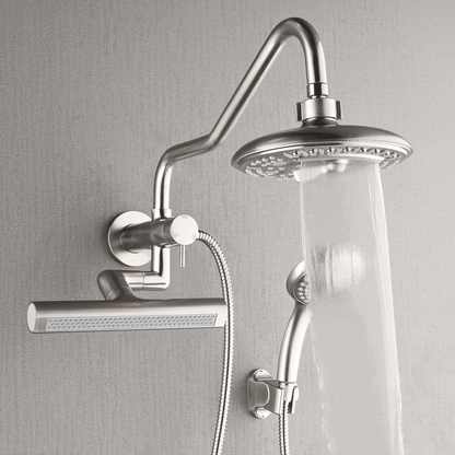Forno Acqua AcquaFALL Mini 8 Inch Shower Head, Brushed Nickel Finish, Overhead Rainfall Shower, Handheld Shower Head, Body Jets, 1.8 GPM Flow Rate FORNO