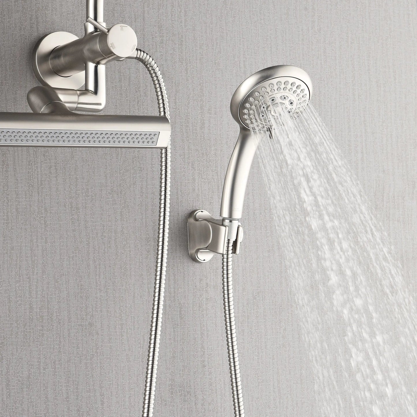 Forno Acqua AcquaFALL Mini 8 Inch Shower Head, Brushed Nickel Finish, Overhead Rainfall Shower, Handheld Shower Head, Body Jets, 1.8 GPM Flow Rate FORNO ACQUA