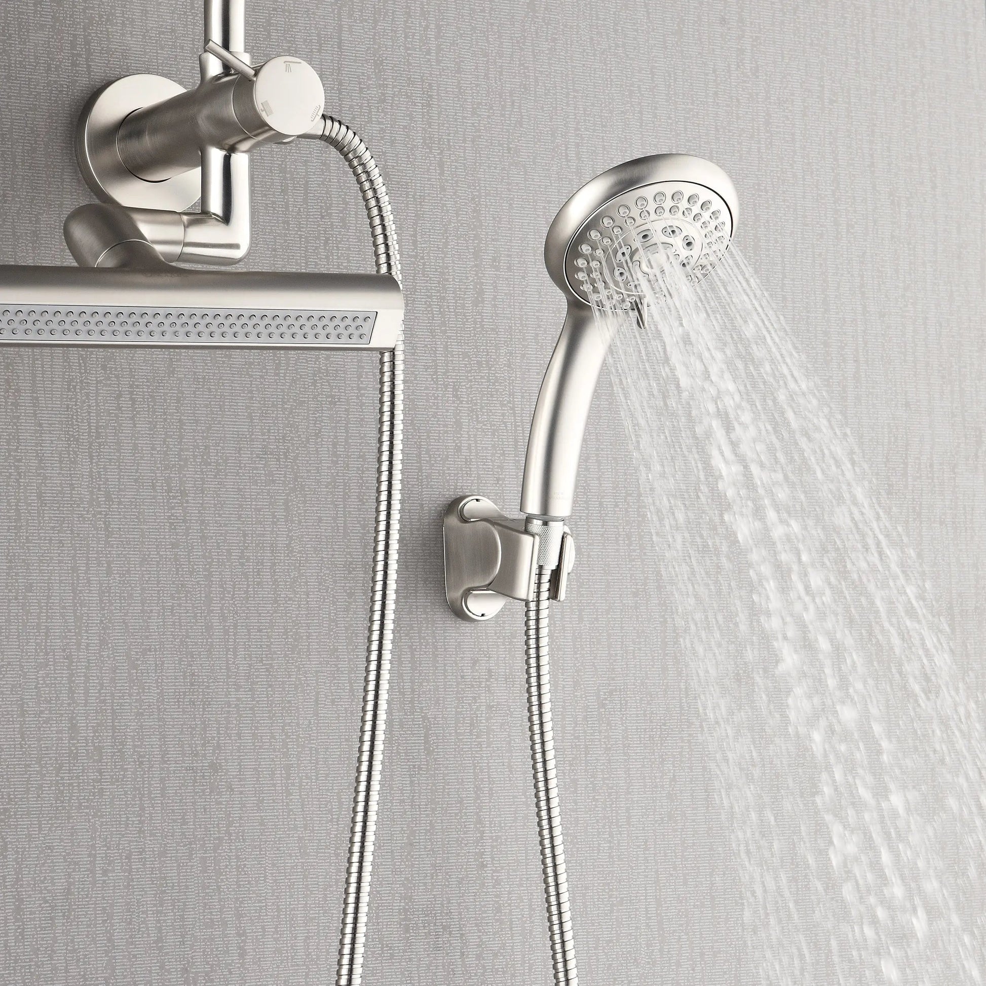 Forno Acqua AcquaFALL Mini 8 Inch Shower Head, Brushed Nickel Finish, Overhead Rainfall Shower, Handheld Shower Head, Body Jets, 1.8 GPM Flow Rate FORNO ACQUA
