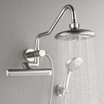 Forno Acqua AcquaFALL Mini 8 Inch Shower Head, Brushed Nickel Finish, Overhead Rainfall Shower, Handheld Shower Head, Body Jets, 1.8 GPM Flow Rate FORNO ACQUA