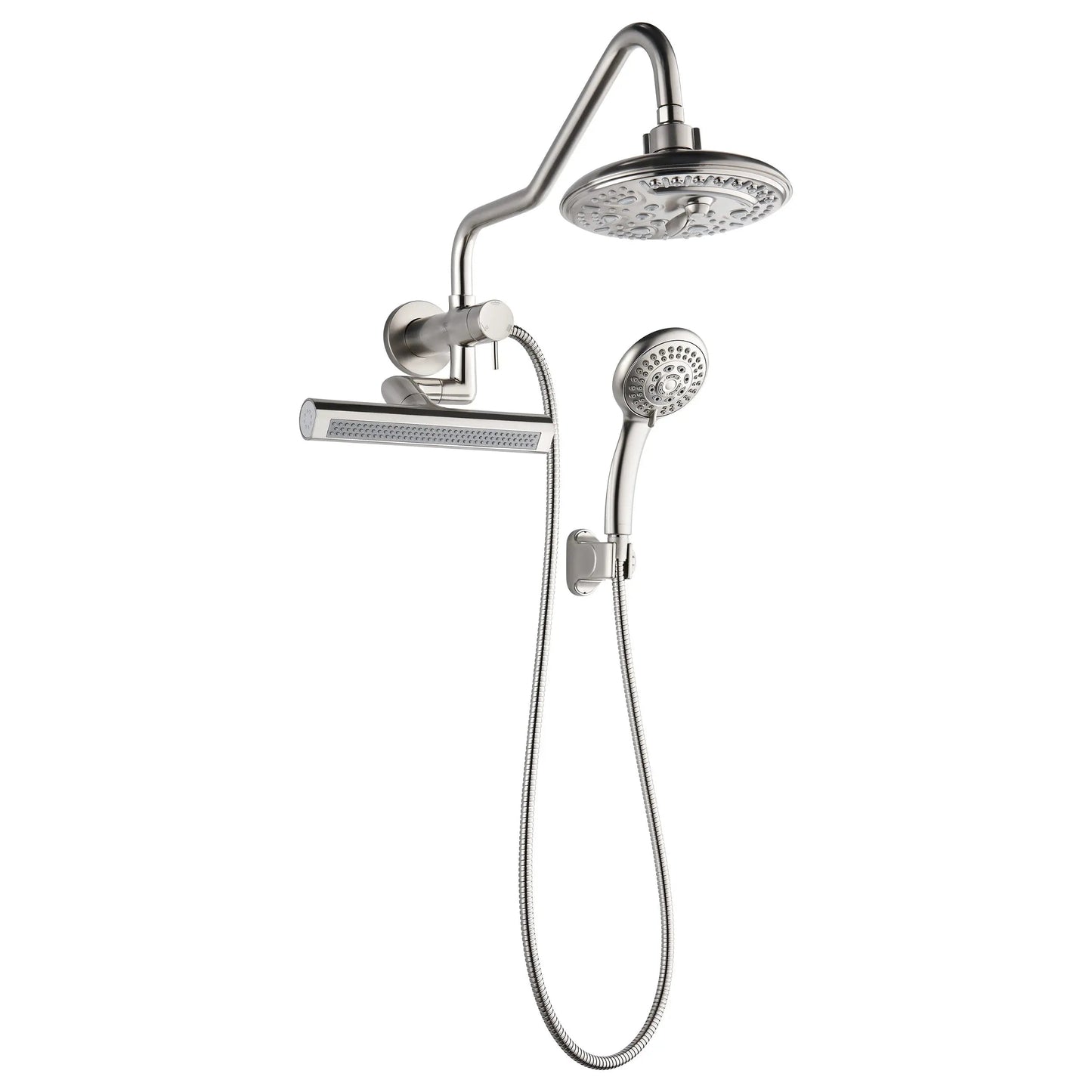 Forno Acqua AcquaFALL Mini 8 Inch Shower Head, Brushed Nickel Finish, Overhead Rainfall Shower, Handheld Shower Head, Body Jets, 1.8 GPM Flow Rate FORNO ACQUA