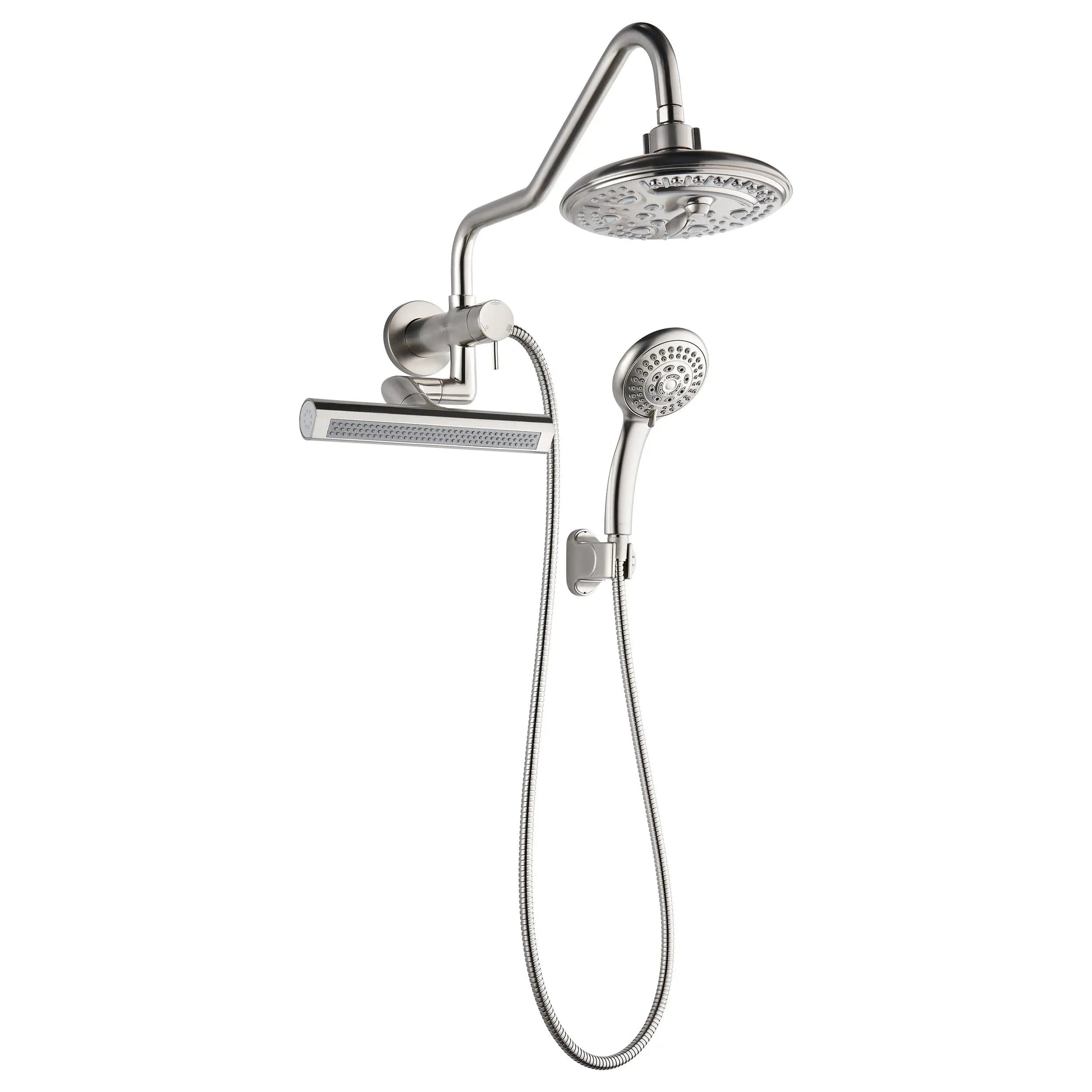 Forno Acqua AcquaFALL Mini 8 Inch Shower Head, Brushed Nickel Finish, Overhead Rainfall Shower, Handheld Shower Head, Body Jets, 1.8 GPM Flow Rate FORNO ACQUA