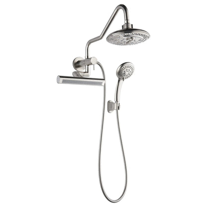 Forno Acqua AcquaFALL Mini 8 Inch Shower Head, Brushed Nickel Finish, Overhead Rainfall Shower, Handheld Shower Head, Body Jets, 1.8 GPM Flow Rate FORNO ACQUA