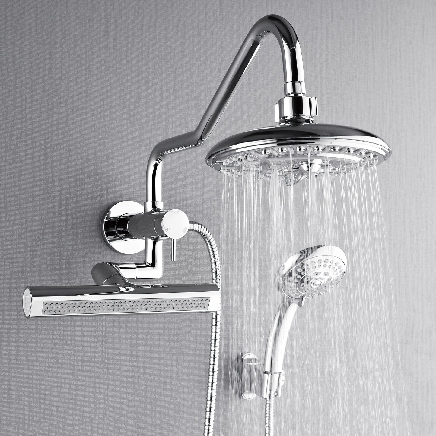 Forno Acqua AcquaFALL Mini 8 Inch Shower Head, Polished Stainless Steel Finish, Overhead Rainfall Shower, Handheld Shower Head, Body Jets, FORNO ACQUA