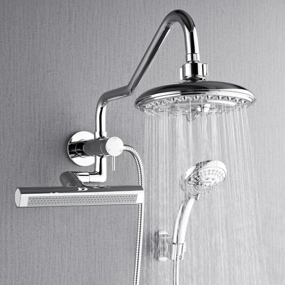 Forno Acqua AcquaFALL Mini 8 Inch Shower Head, Polished Stainless Steel Finish, Overhead Rainfall Shower, Handheld Shower Head, Body Jets, FORNO ACQUA