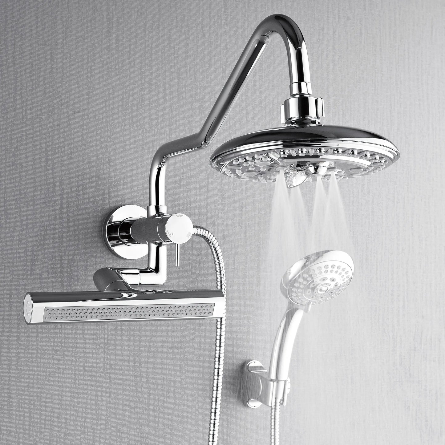 Forno Acqua AcquaFALL Mini 8 Inch Shower Head, Polished Stainless Steel Finish, Overhead Rainfall Shower, Handheld Shower Head, Body Jets, FORNO ACQUA