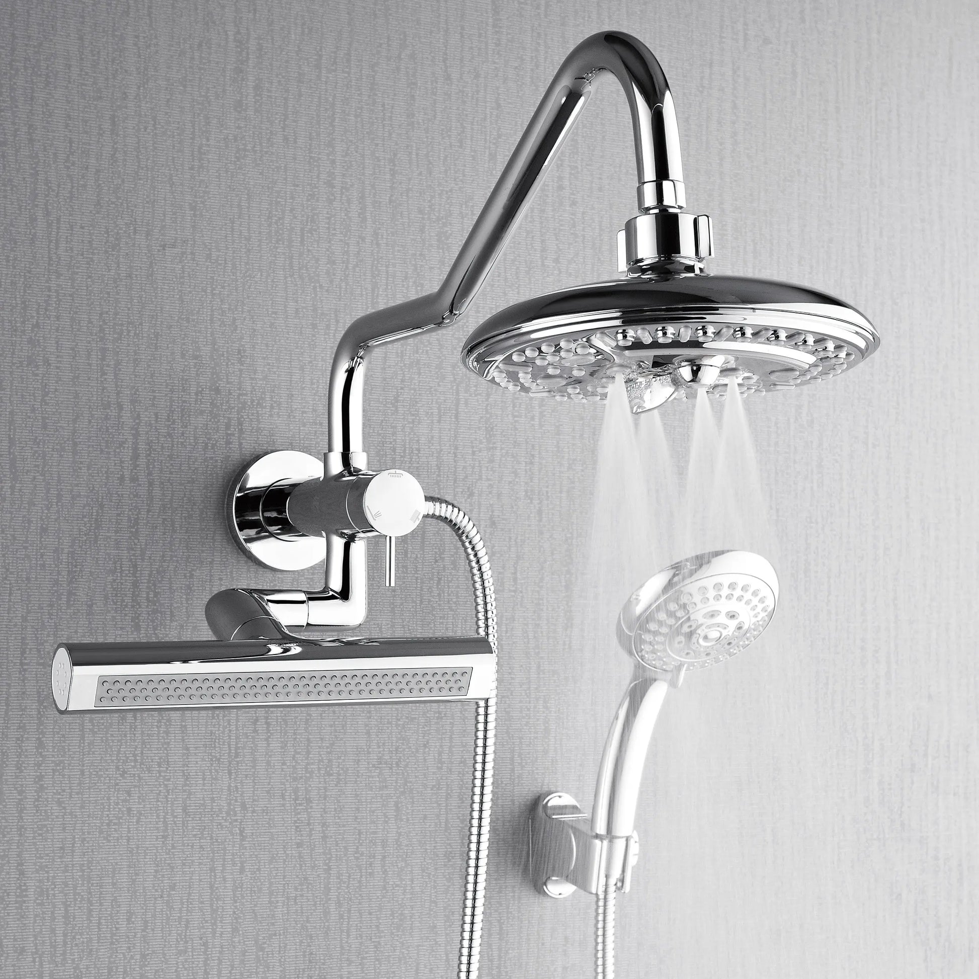 Forno Acqua AcquaFALL Mini 8 Inch Shower Head, Polished Stainless Steel Finish, Overhead Rainfall Shower, Handheld Shower Head, Body Jets, FORNO ACQUA