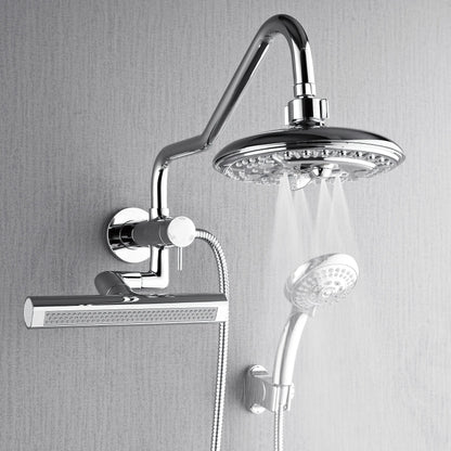 Forno Acqua AcquaFALL Mini 8 Inch Shower Head, Polished Stainless Steel Finish, Overhead Rainfall Shower, Handheld Shower Head, Body Jets, FORNO ACQUA