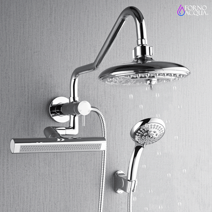 Forno Acqua AcquaFALL Mini 8 Inch Shower Head, Polished Stainless Steel Finish, Overhead Rainfall Shower, Handheld Shower Head, Body Jets, 1.8 GPM Flow Rate FORNO