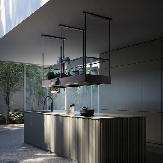 Falmec Spazio 70″ Island Hood, 400 CFM, Matte Black FCSPA70I4MB