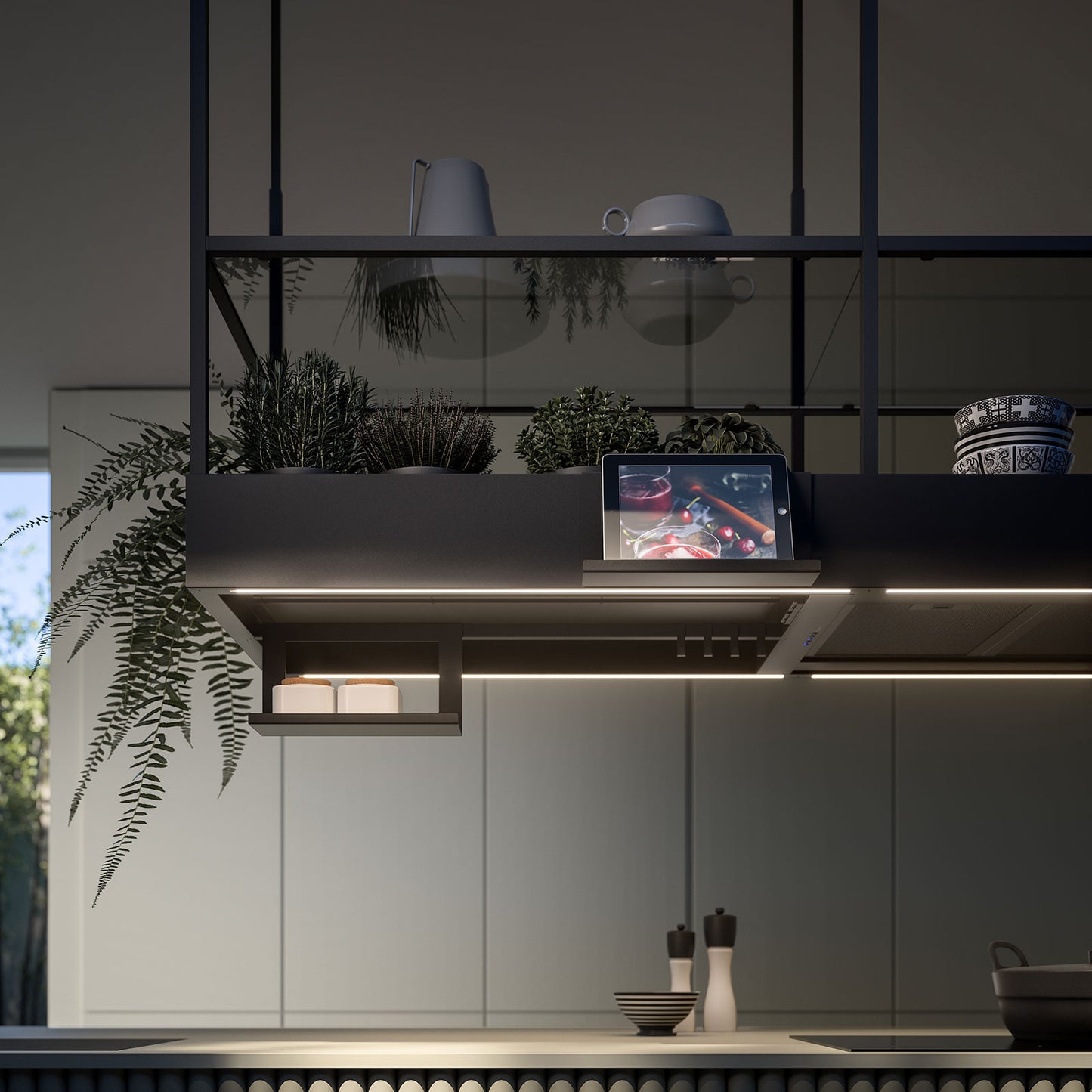 Falmec Spazio 70″ Island Hood, 400 CFM, Matte Black FCSPA70I4MB