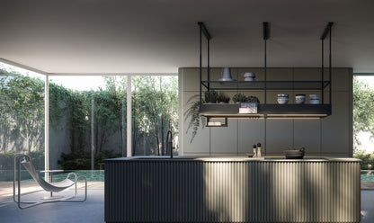 Falmec Spazio 70″ Island Hood, 400 CFM, Matte Black FCSPA70I4MB