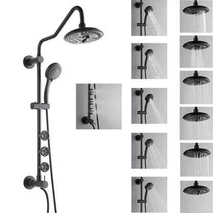Forno Acqua AcquaSPA Retrofit Shower, Overhead Rainfall, 8 Inch Shower Head, Handheld Shower Head, Body Jets, 6 Way Diverter, Matte Black Finish, FORNO ACQUA