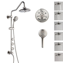 Forno Acqua AcquaSPA Retrofit Shower, Overhead Rainfall, 8 Inch Shower Head, Handheld Shower Head, Body Jets, 6 Way Diverter, Brushed Nickel Finish, FORNO ACQUA