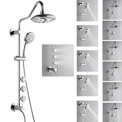 Forno Acqua AcquaSPA Retrofit Shower, Overhead Rainfall, 8 Inch Shower Head, Handheld Shower Head, Body Jets, 6 Way Diverter, Polished Stainless Steel FORNO ACQUA