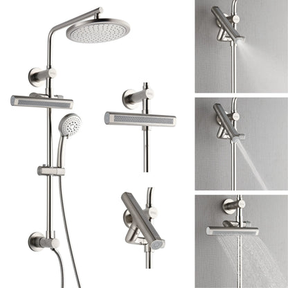Forno Acqua AcquaFALL Shower, Brushed Nickel Finish, Overhead Rainfall Shower, Handheld Shower Head, Body Jets, 2.5 GPM Flow Rate FORNO ACQUA