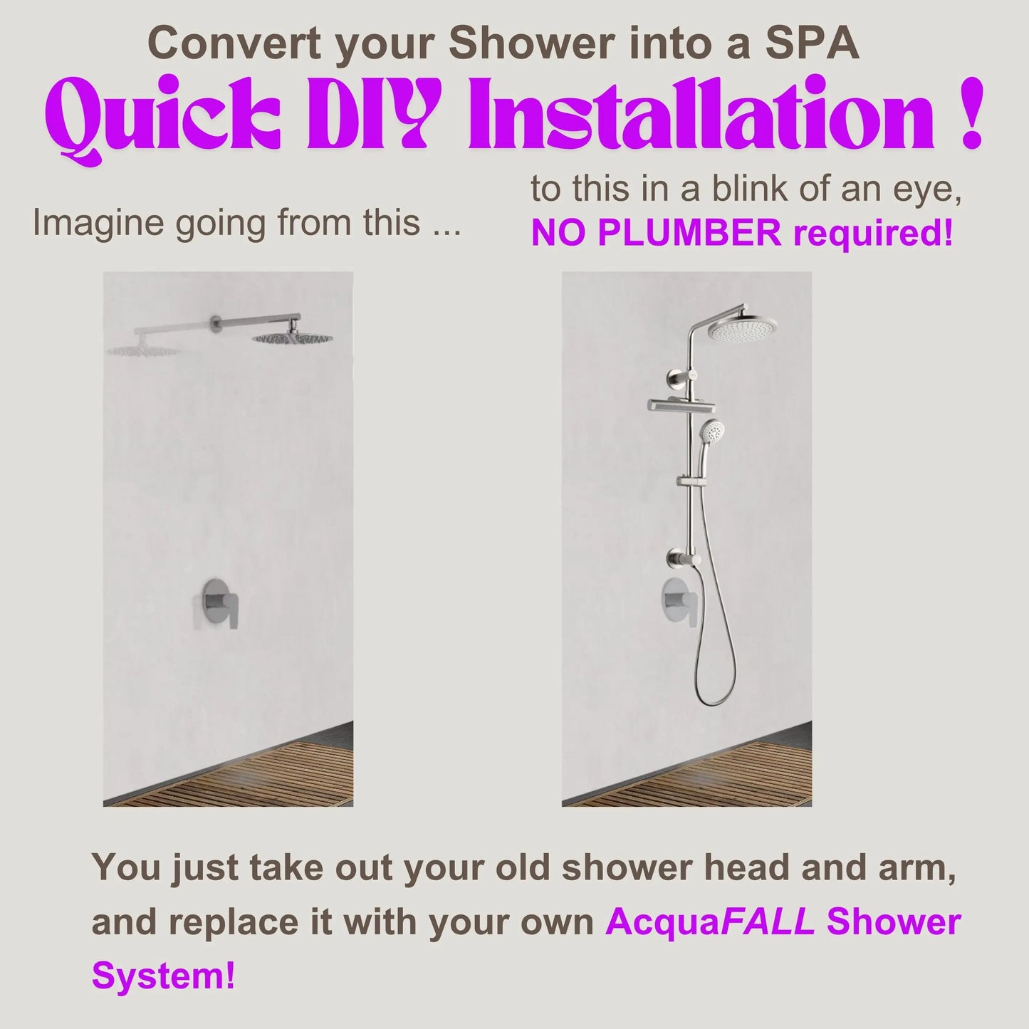Forno Acqua AcquaFALL Shower, Brushed Nickel Finish, Overhead Rainfall Shower, Handheld Shower Head, Body Jets, 2.5 GPM Flow Rate FORNO