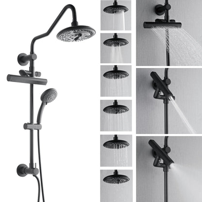Forno Acqua AcquaFALL Shower, Matte Black Finish, Overhead Rainfall Shower, 7 Way Diverter, Handheld Shower Head, Body Jets, 2.5 GPM Flow Rate FORNO ACQUA
