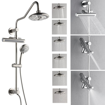 Forno Acqua AcquaFALL Shower, Brushed Nickel Finish, Overhead Rainfall Shower, 7 Way Diverter, Handheld Shower Head, Body Jets, 1.8 GPM Flow Rate FORNO ACQUA