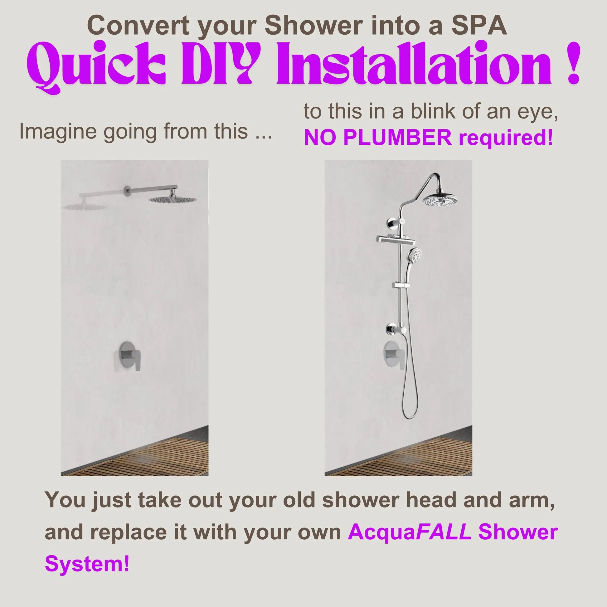 Forno Acqua AcquaFALL Shower, Polished Stainless Steel Finish, Overhead Rainfall Shower, 7 Way Diverter, Handheld Shower Head, Body Jets, FORNO ACQUA
