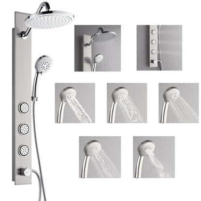 Forno Acqua AcquaSPA Shower Panel in Stainless Steel, Overhead Rainfall Shower, Handheld Shower Head, Body Jets, 1.8 GPM Flow Rate FORNO ACQUA