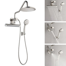 Forno Acqua AcquaFALL Mini Shower Head, Brushed Nickel Finish, Overhead Rainfall Shower, 7 Way Diverter, Handheld Shower Head, Body Jets, FORNO ACQUA
