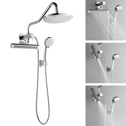 Forno Acqua AcquaFALL Mini Shower Head, Polished Stainless Steel Finish, Overhead Rainfall Shower, 7 Way Diverter, Handheld Shower Head, Body Jets, FORNO ACQUA