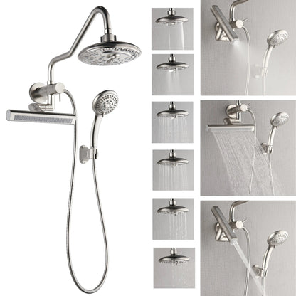 Forno Acqua AcquaFALL Mini 8 Inch Shower Head, Brushed Nickel Finish, Overhead Rainfall Shower, Handheld Shower Head, Body Jets, 1.8 GPM Flow Rate FORNO ACQUA