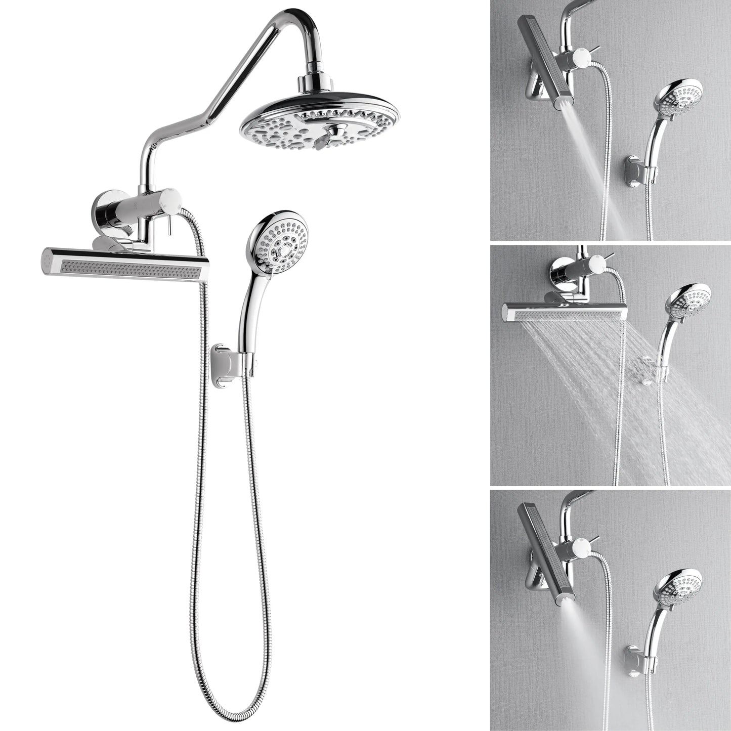 Forno Acqua AcquaFALL Mini 8 Inch Shower Head, Polished Stainless Steel Finish, Overhead Rainfall Shower, Handheld Shower Head, Body Jets, FORNO ACQUA