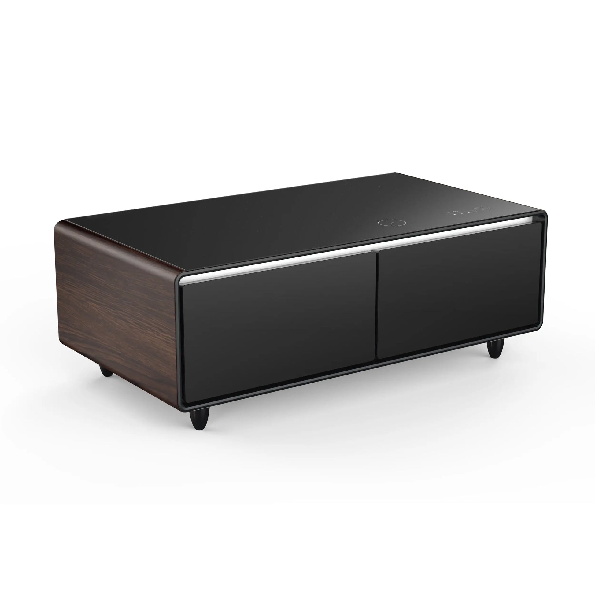 Forno Evoluto Tavolo 51-Inch Smart Coffee Table with Wood-Accent Sides – Dual Cooling Zones, Wireless Charging Pad & Built-In Bluetooth Speakers FORNO