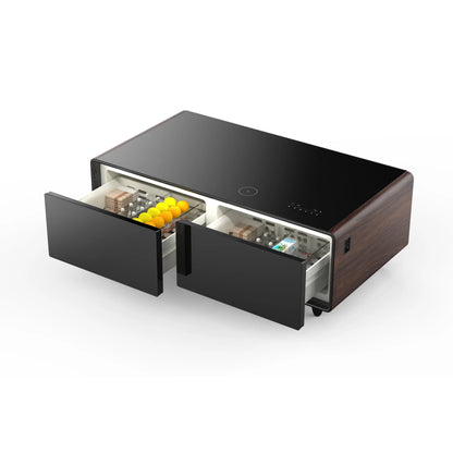 Forno Evoluto Tavolo 51-Inch Smart Coffee Table with Wood-Accent Sides – Dual Cooling Zones, Wireless Charging Pad & Built-In Bluetooth Speakers FORNO