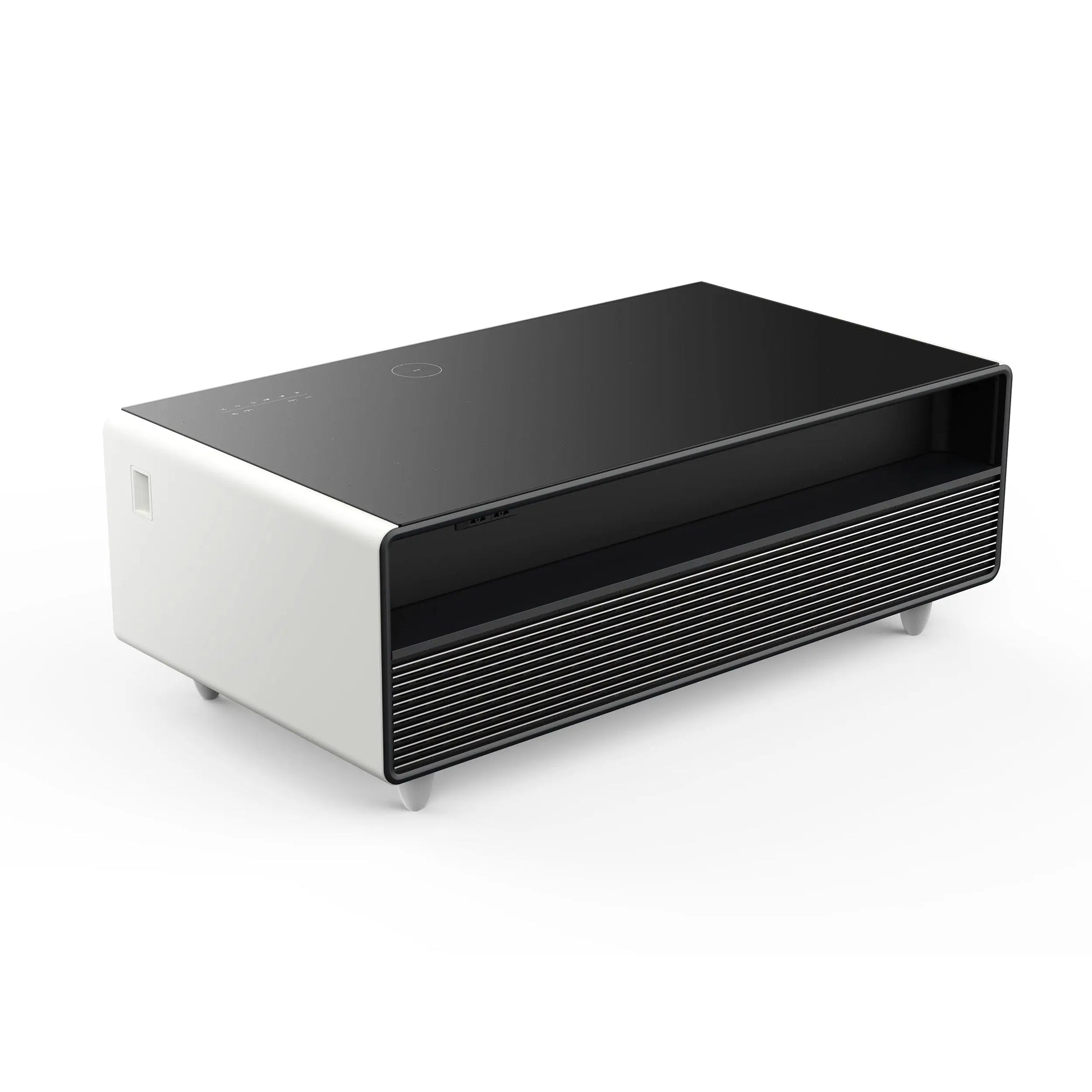 Forno Evoluto Tavolo 51-Inch White Smart Coffee Table – Dual Refrigerator Drawers, Bluetooth 5.0 Audio, Wireless Charging & RGB Ambient Light FORNO
